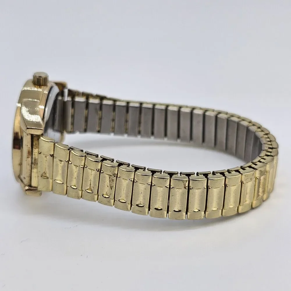 28MM Women's Watch White‎ Dial Gold Case Expandable Band 6